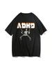 T-shirt Meme Scheletro ADHD Classica Vintage Umorismo Horror Divertente Collo Corto Manica Corta T-shirt Donna Casual Hip Hop Estiva T-shirt