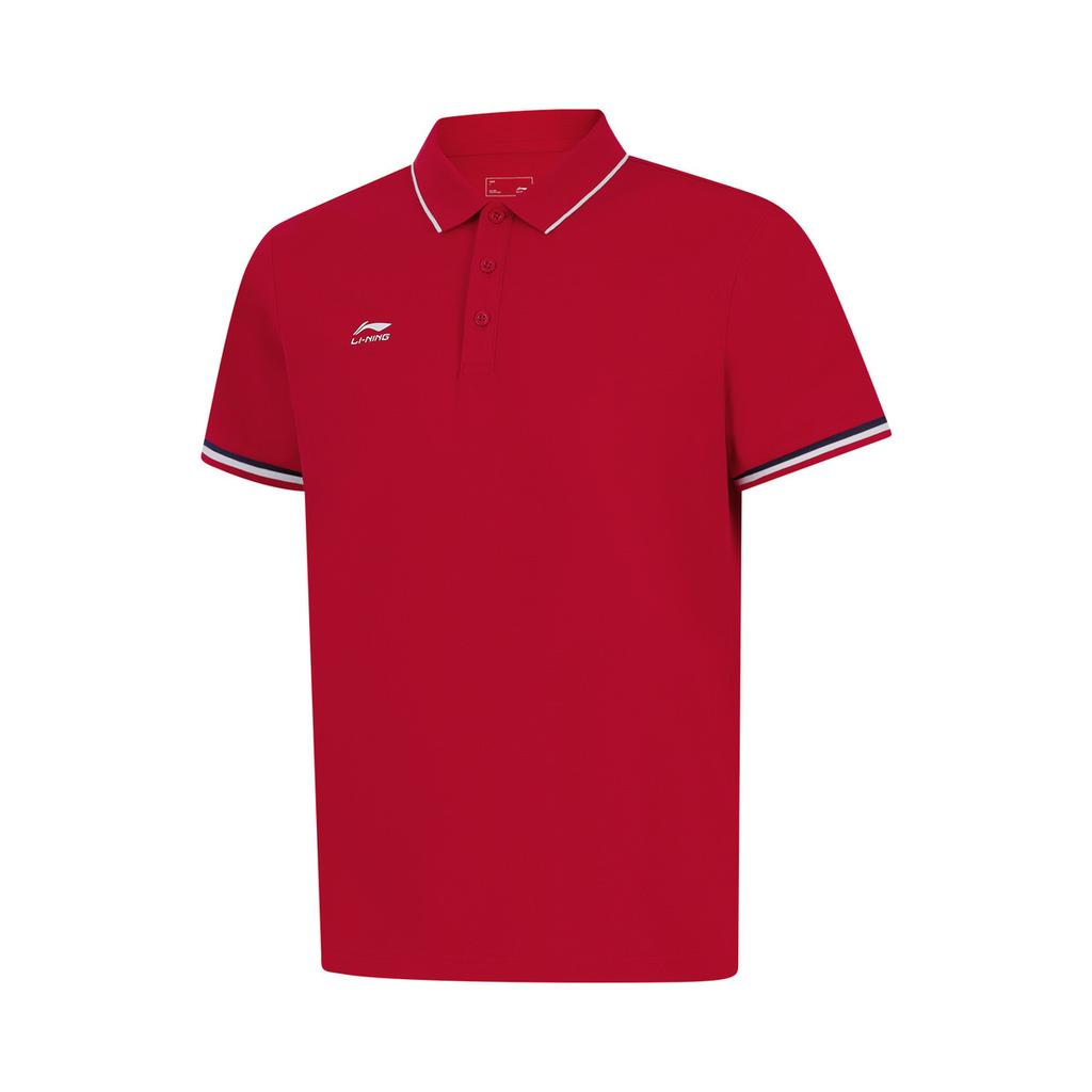 Li-Ning Fashionable Sports Casual Short Sleeve Breathable Polo Shirt Men tops Bull-Red APLW475-3