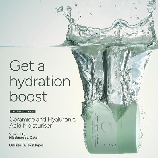 Gabit Ceramide & Hyaluronic Face Moisturiser | Lightweight Moisturizer to Hydrate & Brighten Skin  | 50ml