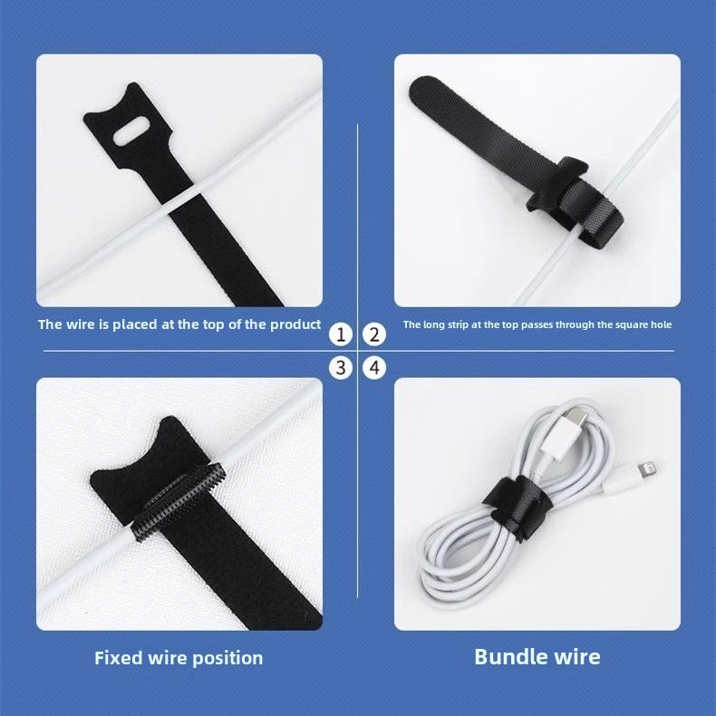 Self Adhesive Velcro Fastener Nylon Fastening Wire Buckle Diy Cable Management Straps Adjustable Cord Buckle Reusable Cable Ties