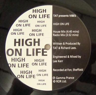 

12inch Record TAT 4 PRESENTS VIBES 22 High On Life ROR3 ROR 1992 UK Dance Electronica Used