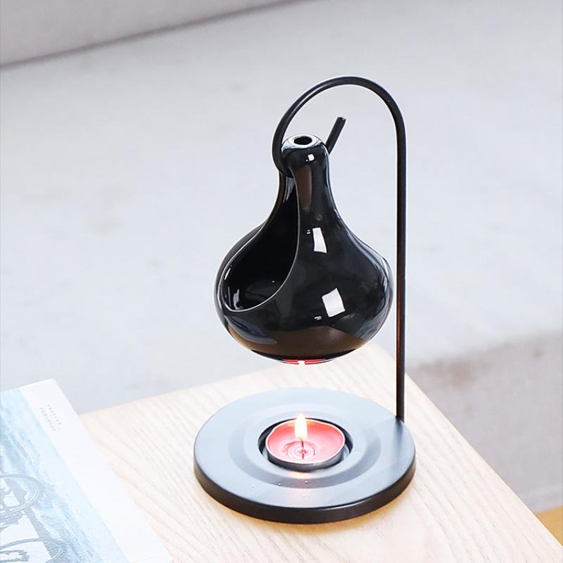 Hanging Stove Aromatherapy Black Candles Ceramic Incense Holder Tea Light Wax Melt Burner Iron Essential Oil Tealight Warmer