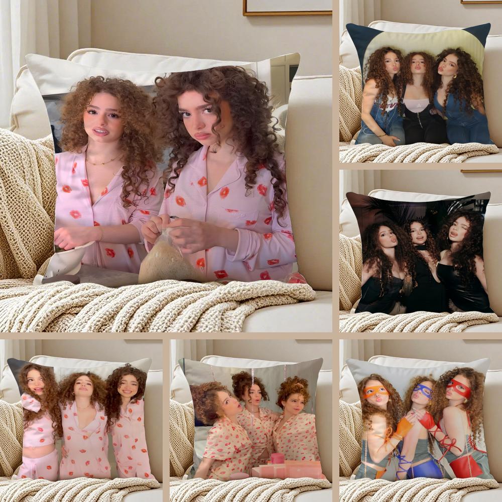 Exquisite Fashion Items Unisex Hot Charismatic Celebrity K-Kalogeras Sisters Cushion Cover Pillowcase Anti-Dustmite Invisible Zipper Short Plush Sofa Cushion