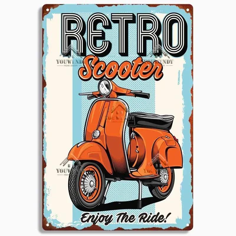 Retro plechová cedule pro domácí dekoraci, Vintage kovový plakát Vespa, Bar, Klub, Motocyklová garáž Nástěnná dekorace, Značka