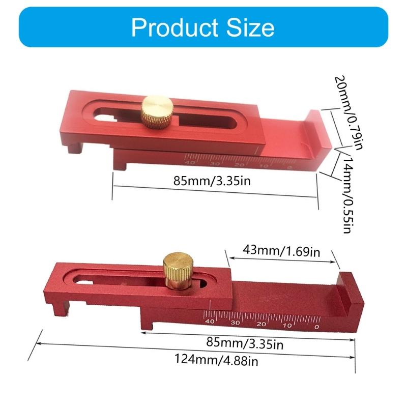 Woodworking Table Sawing Gaps Gauge Movable Measuring Block Line Ruler Mortise Tool Depth Measuring Ruler Tool