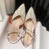 Fashion 2025 Sandals Clear Heels Retro Woman Shoes Med Suit Female Beige Large Size New Original Block Medium Black Spring Low Big Comfo