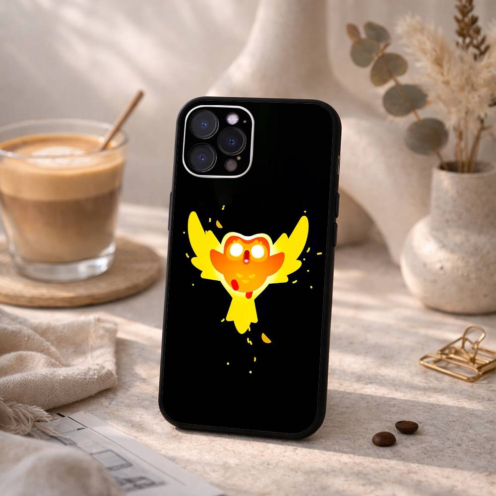 CUTE Duolingo Owl Phone Case For iPhone17 16 15 14 13 12 11 Pro Max Plus,5G Soft Black Case iPhone14