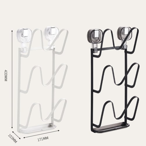 Gevvnss 3-Tier Pot Lid Stand, Cutting Board Holder with Suction Cup Mount, Frying Pan Storage, Frying Pan Rack, Strong Adhesion, No Drilling Required,