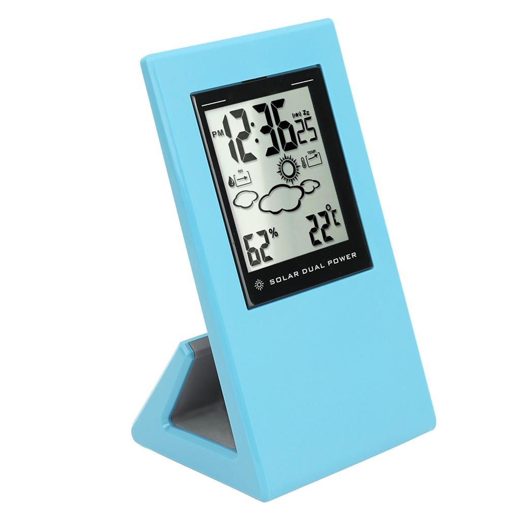 Wther Forcast Clock Solar Battery Powered LCD Display Timing Digital Temperature Humidity Meter for Home School