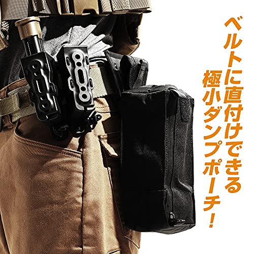 LayLax Compact Dump Pouch, Black, Foldable, Roll-Up, Lightweight, with Belt Clip and Drop Protection, Patch Base