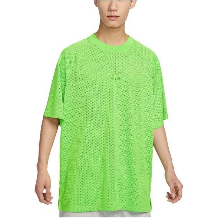 Nike T Shirts Men's Green Yellow Crew Neck Moderate Straight Fit DX0157-313