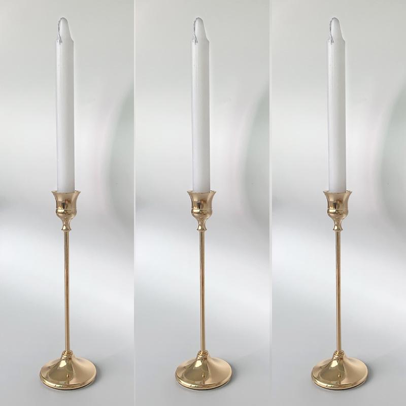 Europejski Złoty Świecznik z Kutego Żelaza - Luksusowy Romantyczny Dekor na Kolację przy Świecach