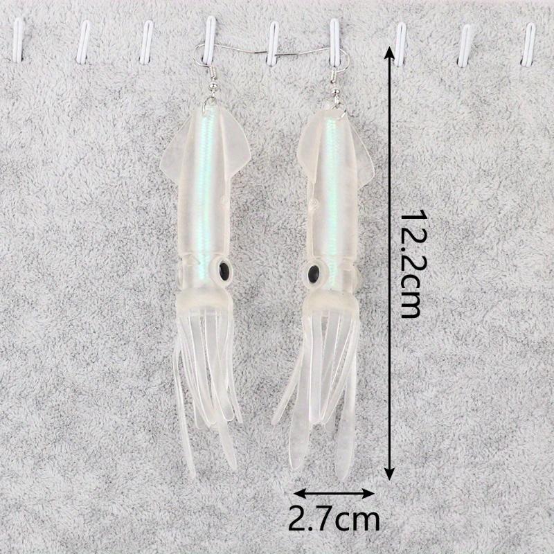 Noctilucence Color Tube Squid Drop Earrings for Women Giant Jelly Bionic Soft Lure Marine Animal Earring Fishing Lovers Gifts