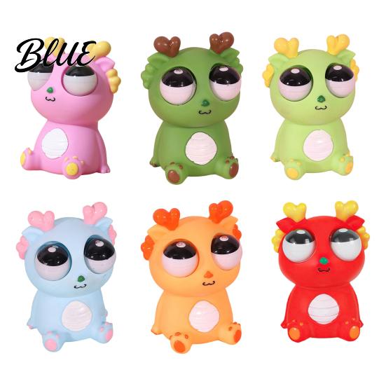Dragon Stress Reliever Popping Eye Squeeze Toy Anxiety Relief Sitting Cartoon Child-friendly Pinch Sensory Soft Ball Animal Fidget