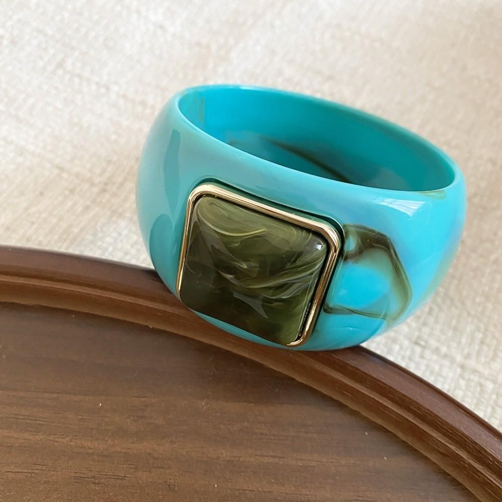 Bohemian Acrylic Bangle Smudging Retro Hand Ring Exaggerated Irregular Wide Bracelet Girls