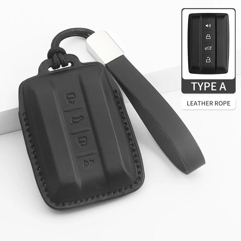 PU Leather Car Key Case Cover Fob For  Tank 300 Tank 500 Keyless Protective Shell Holder Keychain Accessories