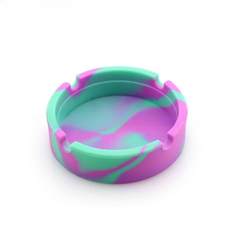 1PC Silicone round ashtray camouflage solid color fluorescent models ashtray anti-scald easy to clean ashtray