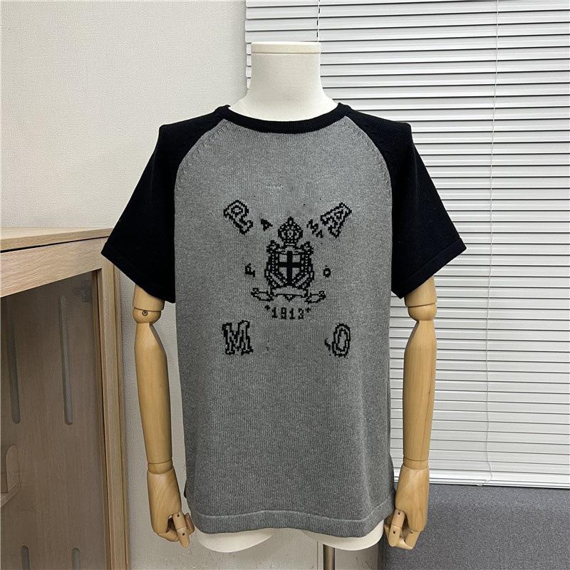 2025 Vår/Sommar Trendig Jacquardetikett Stickad Kortärmad Logotyp T-shirt