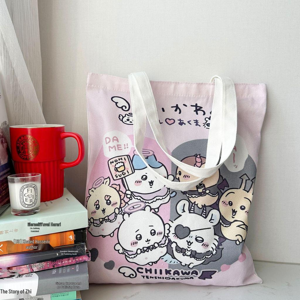 Jiyikawa Canvas Shoulder Bag for Girls, Cute New Style, Large Capacity Student Tote