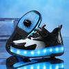 Children's Charging Runaway Shoes Automatic with Lights Single and Double Wheel Skates Luminous Shoes