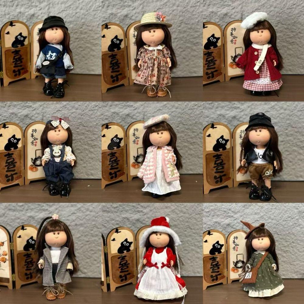 Bambola in vinile con capelli ricci da bambina, 24 cm, occhi a fagiolo, vestibile, pelle scura, Bambole Mia Potato, Corpo Action Figure mobile da 24 cm, Regalo per Bambini