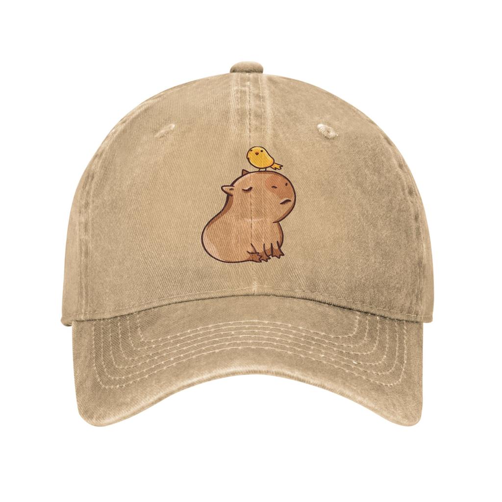 Capybara with Bird Unisex Baseball Caps Distressed Denim Washed Hats Cap Retro Outdoor Running Golf Adjustable Sun Cap
