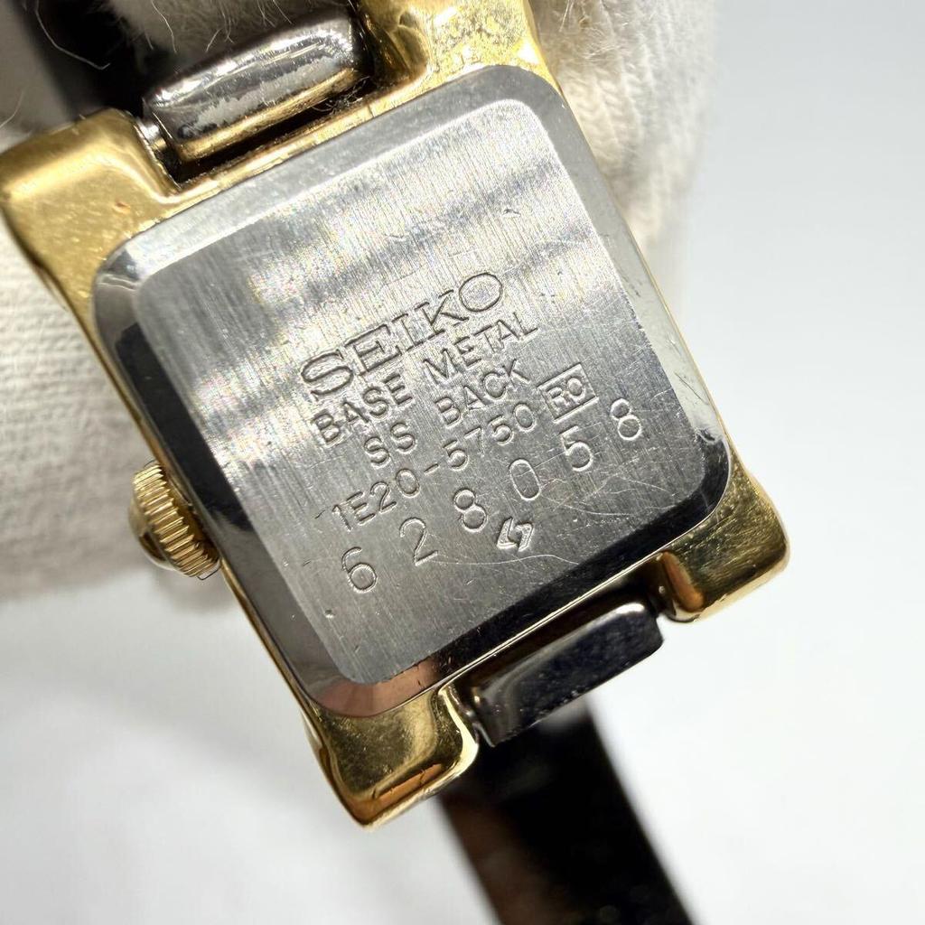 Used New battery SEIKO Bangle Watch 1E20-5750 Square Ladies Seiko Quartz Working