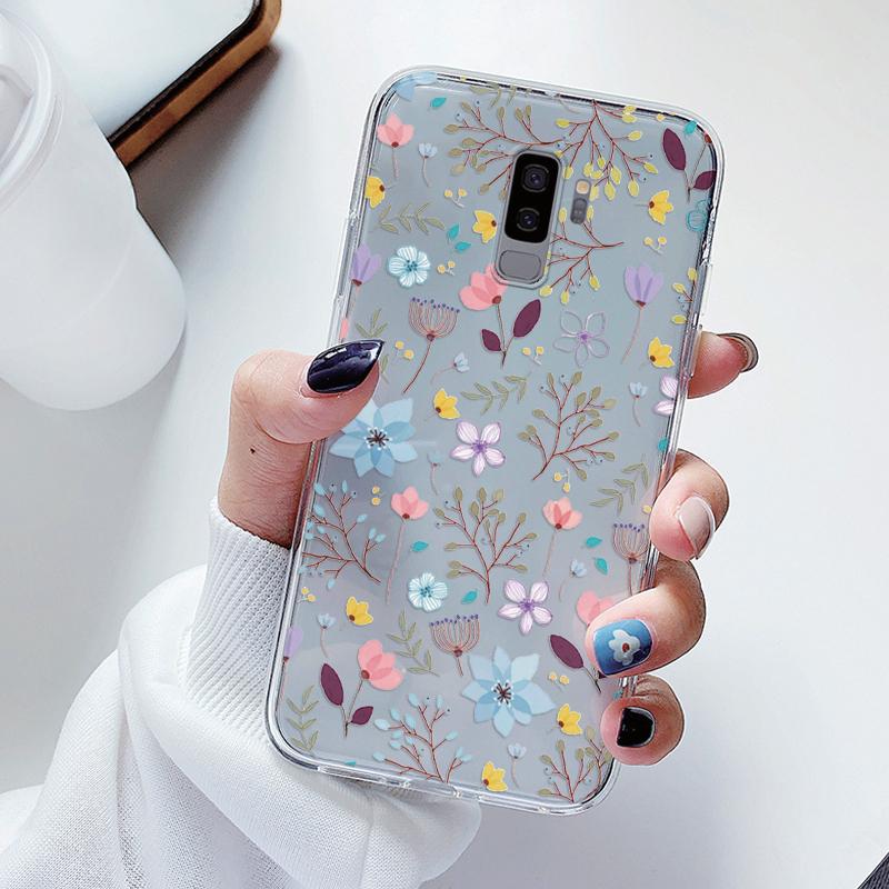 For Samsung Galaxy S9 S 9 Plus Phone Case Cartoon Back Cover Transparent Soft Silicone Flower Funda For Samsung s9 S9+ Cute Capa