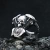 Vintage Gothic Motorrad Motor Totenkopf Ringe für Männer Jungen Edelstahl Punk Biker Ring Mode Reiter Schmuck Geschenk