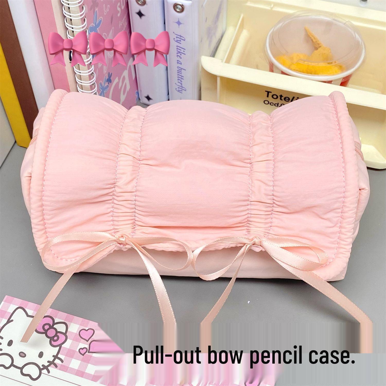 Girly Large-Capacity Bow Pencil & Makeup Case
