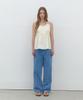 CLUNY Summer Strap Shirring Peplum Blouse - Cream Butter