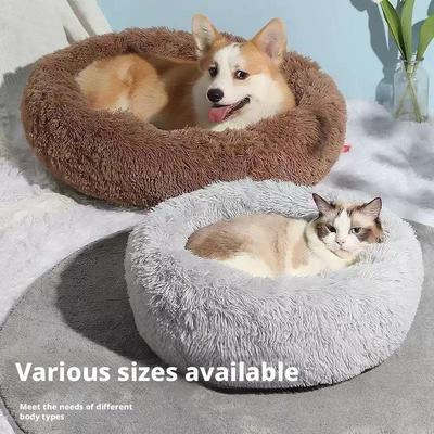 Weiche Haustier Katze Bettmatte Plüsch Warm Kunstfell Hund Beruhigendes Bett Donut Rundes Bett Bequem Schlafend Waschbar für Kleine Mittlere Hunde und Katzen