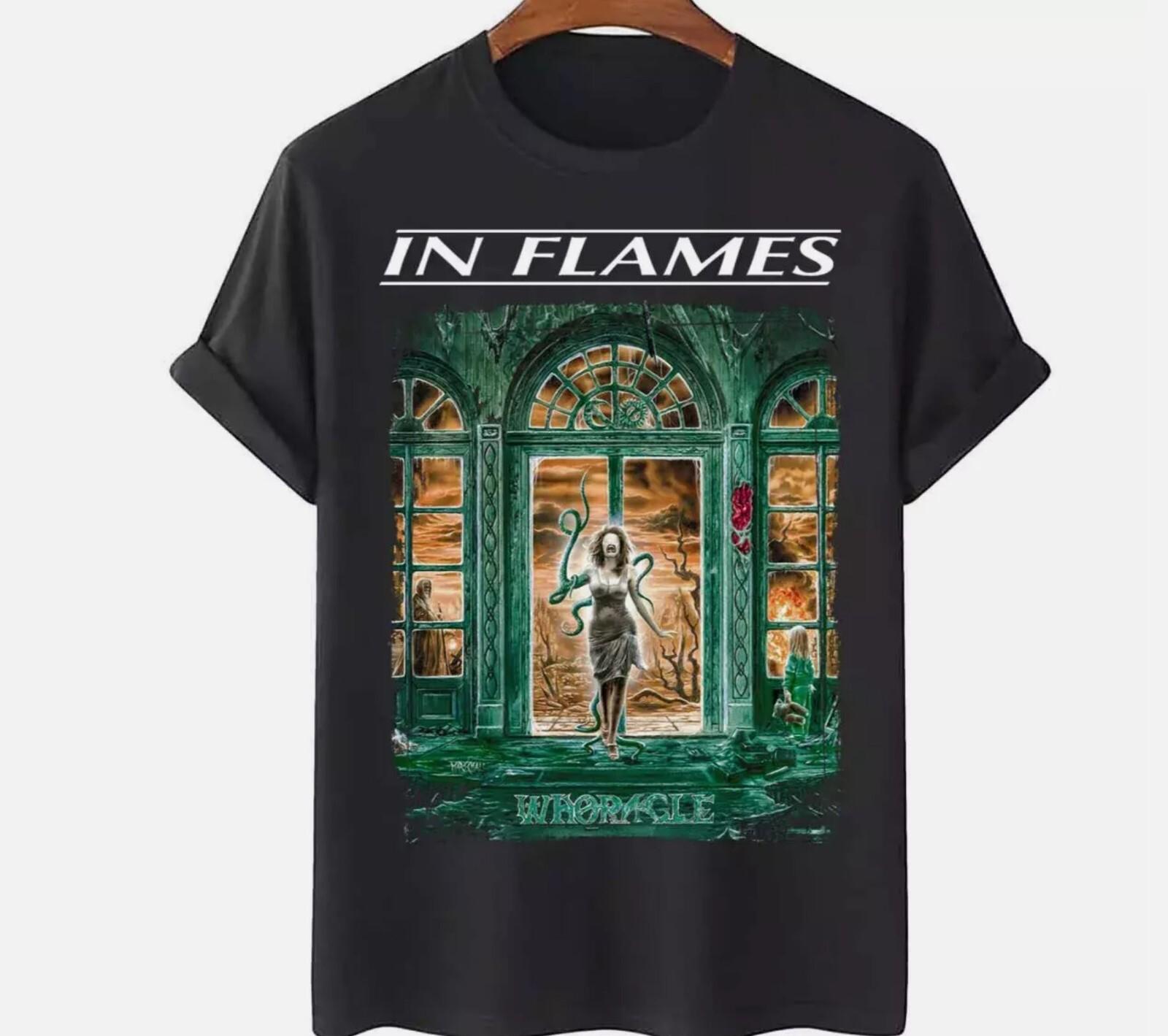 Vtg In Flames Band Whoracle Heavy Cotton Black Full Size Unisex Shirt S