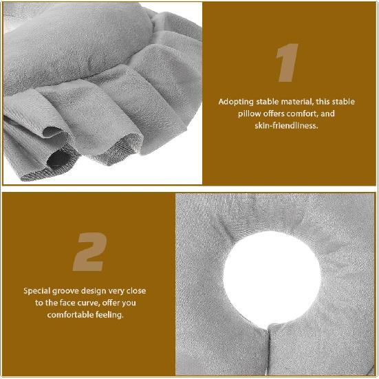 Grey U-Shaped Massage Pillow Cradle Cushion for Massage Table Comfortable Face Relax Pillow for Easy to Clean Beauty Salon and Home Use