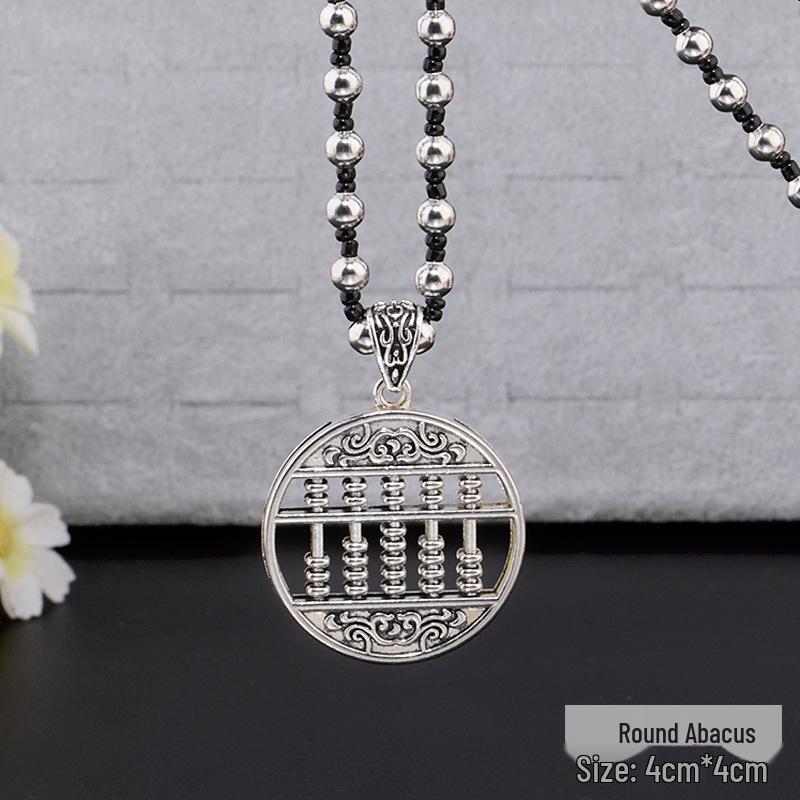 Tibetan Silver Four Directions Wealth Tassel Pendant Necklace Long Necklace Pendant Vintage Versatile