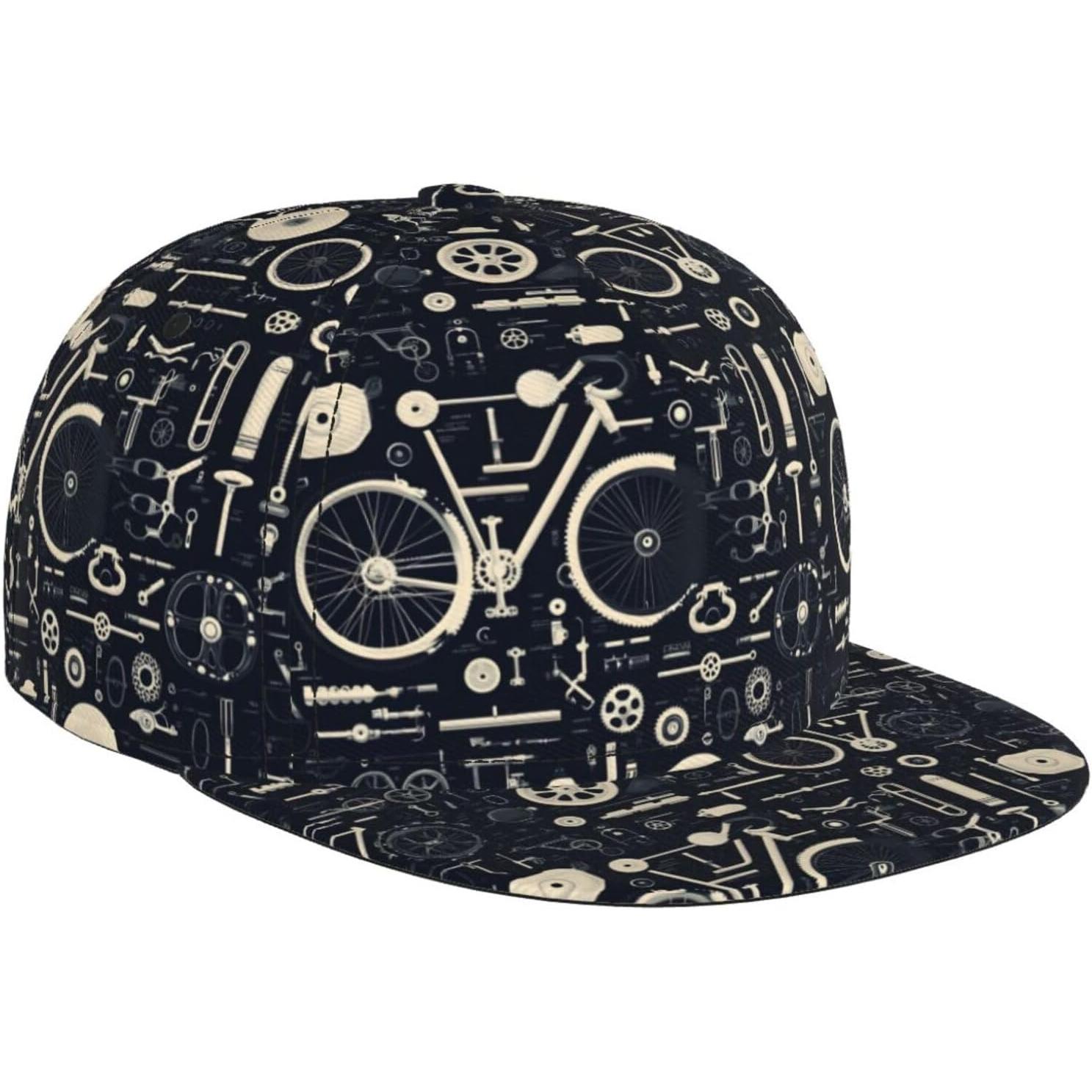 

Flat Bill Trucker Hats for Women Men Fashion Comfy Adjustable Bicycle Parts Print Flat Baseball Cap Snapback Cap Dad Hats One Size