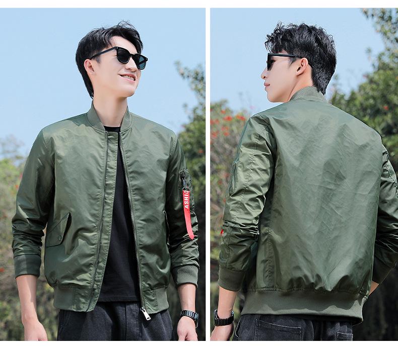 MA1 Men's American Style Baseball Jacket - Casual, Plain, Outdoor Spring/Autumn Flight Outerwear