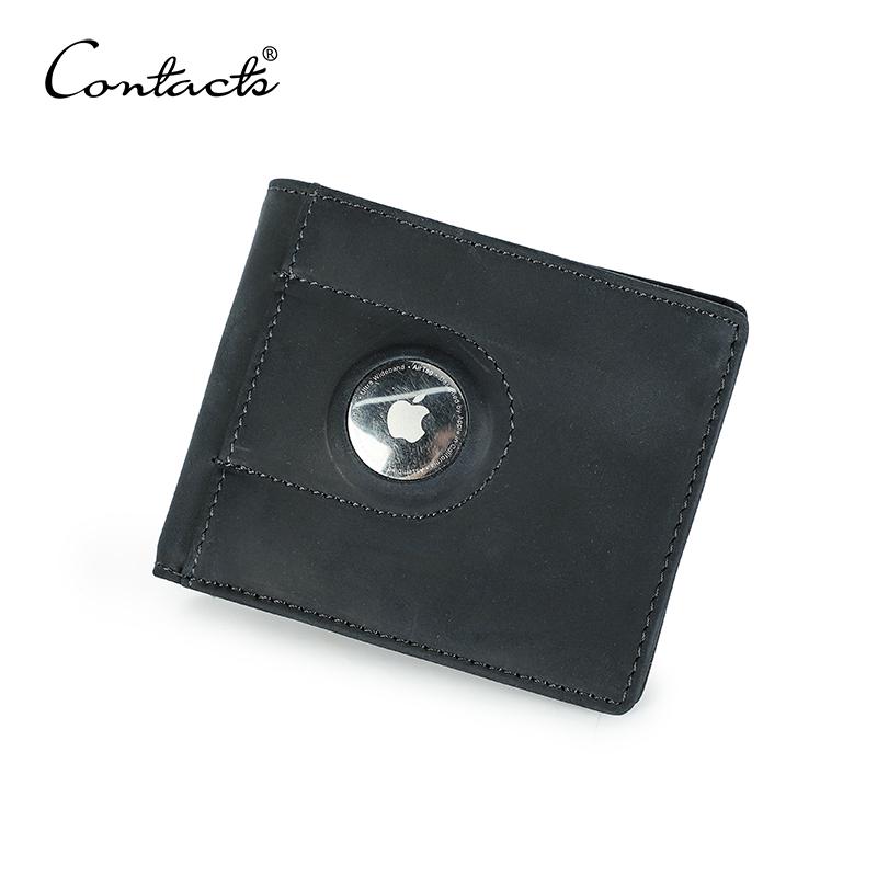 

Мужской кошелек из натуральной кожи со слотом для Airtag, RFID-зажим для денег, держатель для кредитных карт, маленький мужской кошелек, карман для монет синий