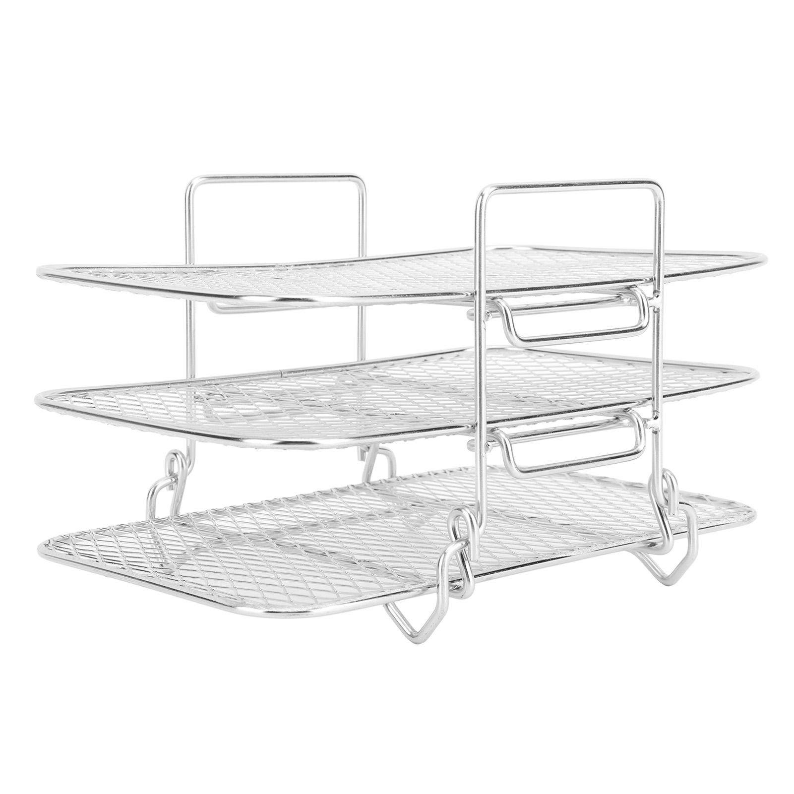 Трехъярусная решетка для фритюрницы из нержавеющей стали, штабелируемая решетка для гриля, трехъярусная решетка для выпечки для домашнего использования.