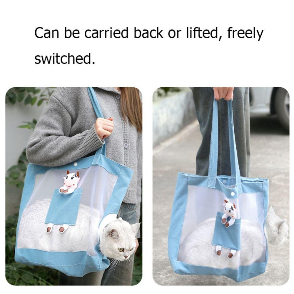 Cartoon Pet Carrier Bag Breathable Pet Outing Shoulder Bag Portable Cats Dogs Tote Bag Summer