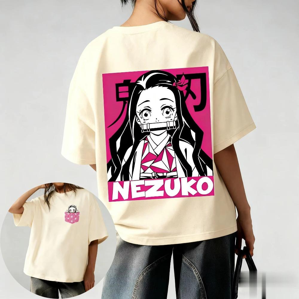 

Plus Size Demon Slayer Anime Printed Unisex WomenT Shirt Summer Casual Parent Child Tops Fashion Harajuku Style Street Wear Y2K S