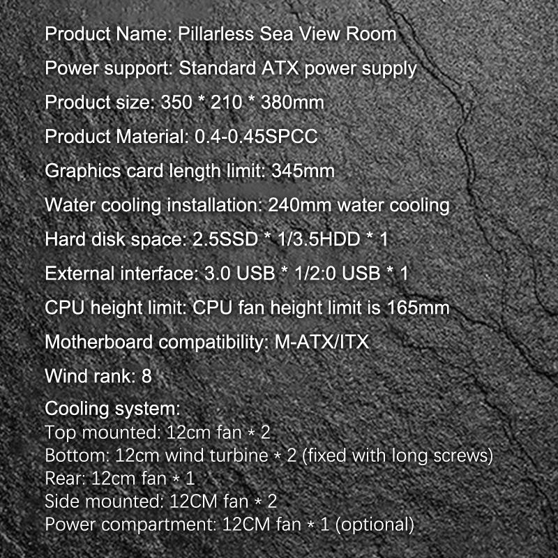 Mini Gaming Computer Case M-Atx Itx Seaview Room 270°Full View Without Column Desktop Chassis Support 240 Water Cooler Pc Case