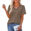 Women's Fashionable Casual Short Sleeve Print V-Neck Pullover Top