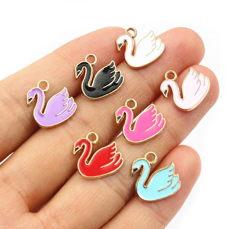 20pcs Random Colors Mix Enamel Bird/Cat/Dog/Bear Cut Animal Charms Pendant Alloy Metal DIY Jewelry Making for Bracelet Necklace