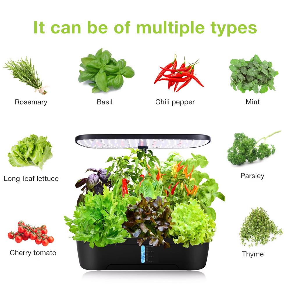 6 Holes Hydroponic Planting Machine Intelligent Growing System Vegetables Planters Indoor Garden Kit with LED Growth Lights