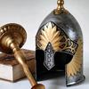 Ancient Greek Medieval Styles Helmets Sculpture with Base Historical Display Headpiece Ornament Home Office Desk Art