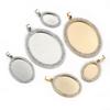 5pcs 13x18mm 18x25mm 30x40mm Inner Size Oval Transparent Rhinestone Style Cameo Cabochon Base Setting Pendant