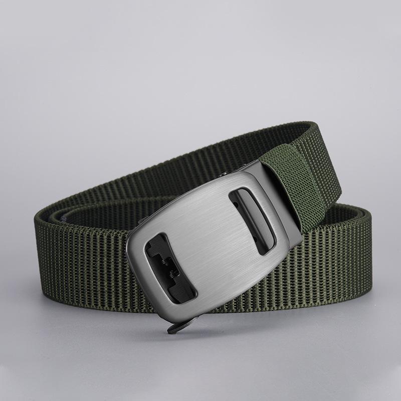 

Nylon Tactical Belt Iron Buckle Automatic Buckle Belt Canvas Imitation Woven Breathable Outdoor Military Training Belt 120cm зелений