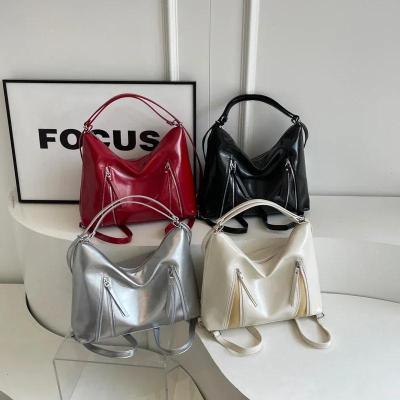 Solid interior compartment shoulder bags with stitching line  fashionable high-quality women's bags with zipper PU feminine bags