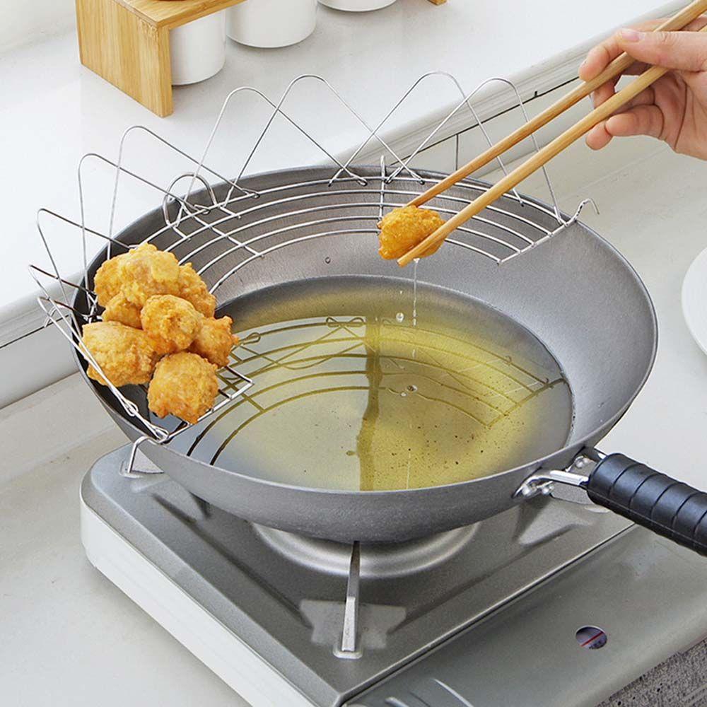 Kitchen Gadgets Holder Heat-resistance Steaming Stand Frying Pan Shelf Pot Steamer Oil Drain Rack